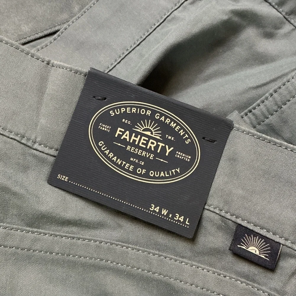 Faherty Movement 5-Pocket Athletic Fit Pants Rocky Blue 34x34 New With Tags
